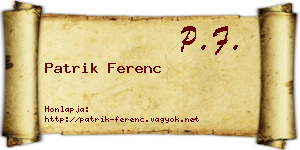 Patrik Ferenc névjegykártya